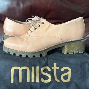 Miista X UO Pink Cantu Georgie Oxford Leather Heeled lace Boots size 8 women